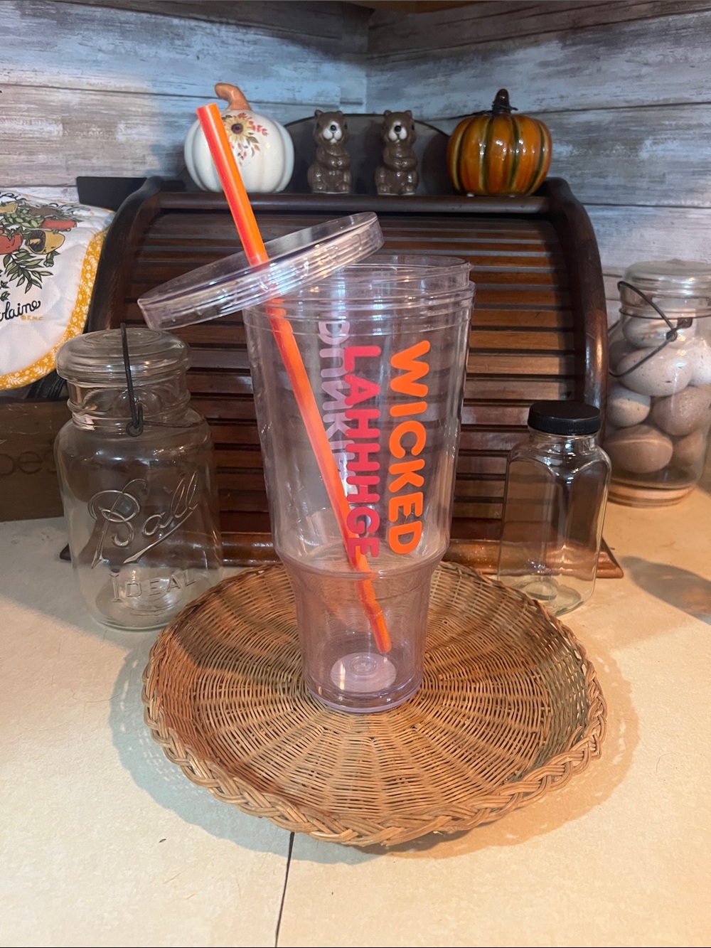 Wicked Orange Double-Wall Tumbler with Reusable Straw